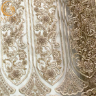 신부 드레스를 위한 현대 금 무거운 구슬모양으로 이어진 레이스천 과장