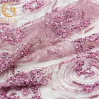 웨딩 드레스 분홍색 무거운 구슬로 만드는 레이스 직물은 20% 폴리에스테를 주문을 받아서 만들었습니다