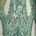 신부 복장을 위한 정교한 녹색 구슬로 만드는 레이스 직물/레이스 물자 직물