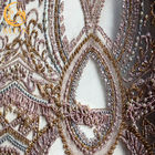 자주색 3D는 Sequins를 가진 결혼식 레이스 직물 다색 91.44cm 길이를 구슬로 만듭니다