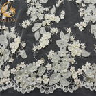 얇은 명주 그물 3D 흰 꽃 레이스 결혼식을 위한 80% 나일론 자수