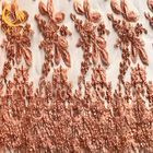 당 복장을 위한 프랑스 구슬로 만드는 수 놓은 얇은 명주 그물 레이스 직물 세공 반짝임