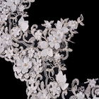 아름다운 3D 꽃 레이스 손질 직물 메시에 의하여 수를 놓는 장식적인 20% 폴리에스테