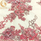 프랑스 얇은 명주 그물 순수한 레이스천은 파티용 드레스를 위한 3D 꽃 과장을 찌릅니다